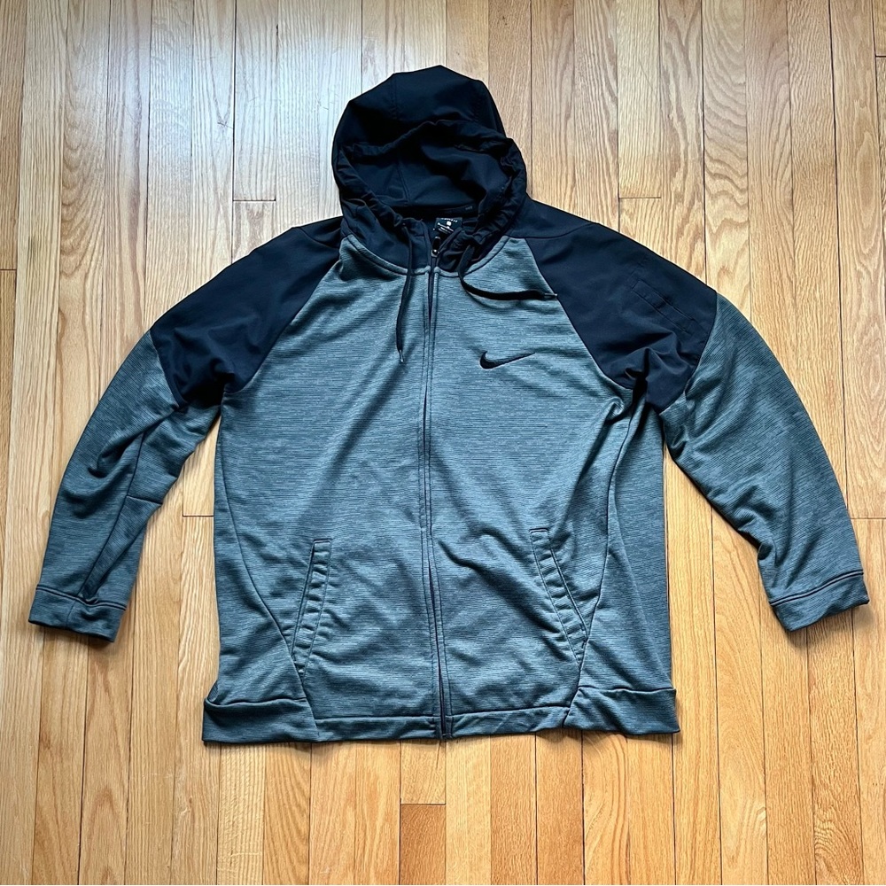Nike Dri-Fit Men’s Moisture Long Sleeve Full Zip Hoodie Jacket XL Gray Black